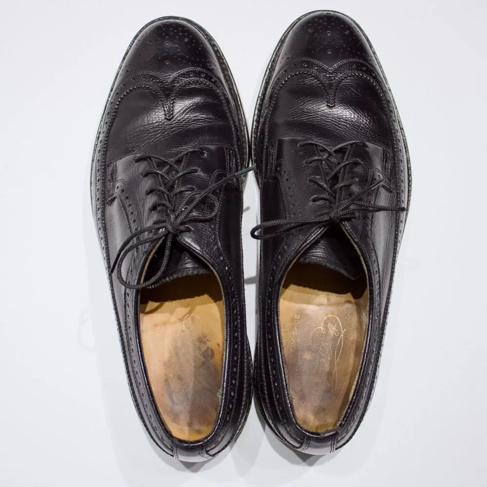 Florsheim Imperial Made in USA Black Leather Wingtip Oxford Shoes Men Size 9D